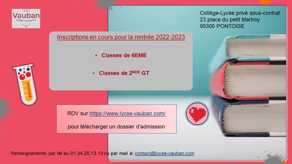 Inscriptions pour la rentrée 2022/2023