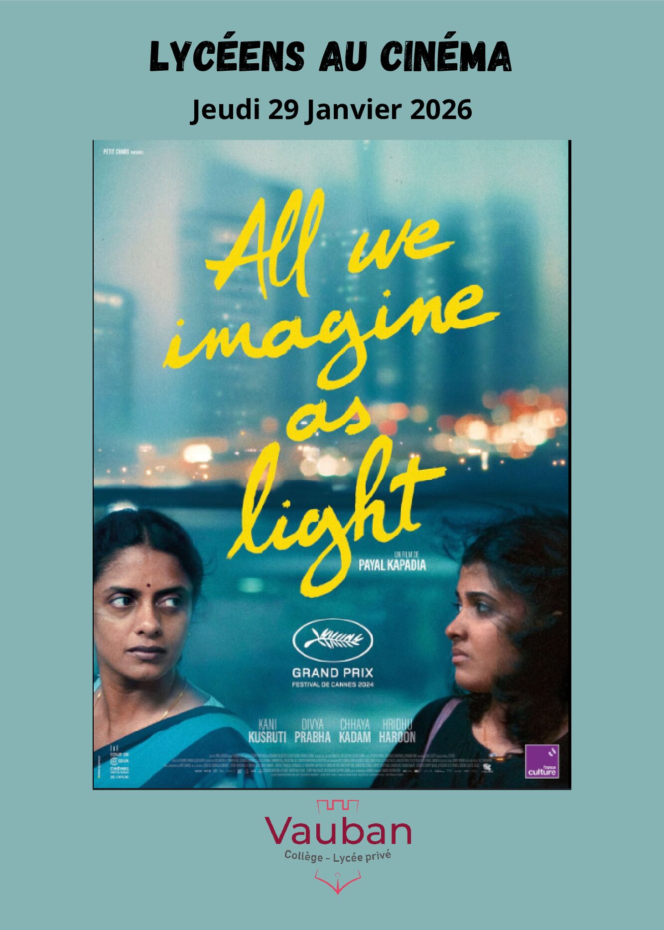 🎬Lycéens au cinéma – Jeudi 29 janvier 2026